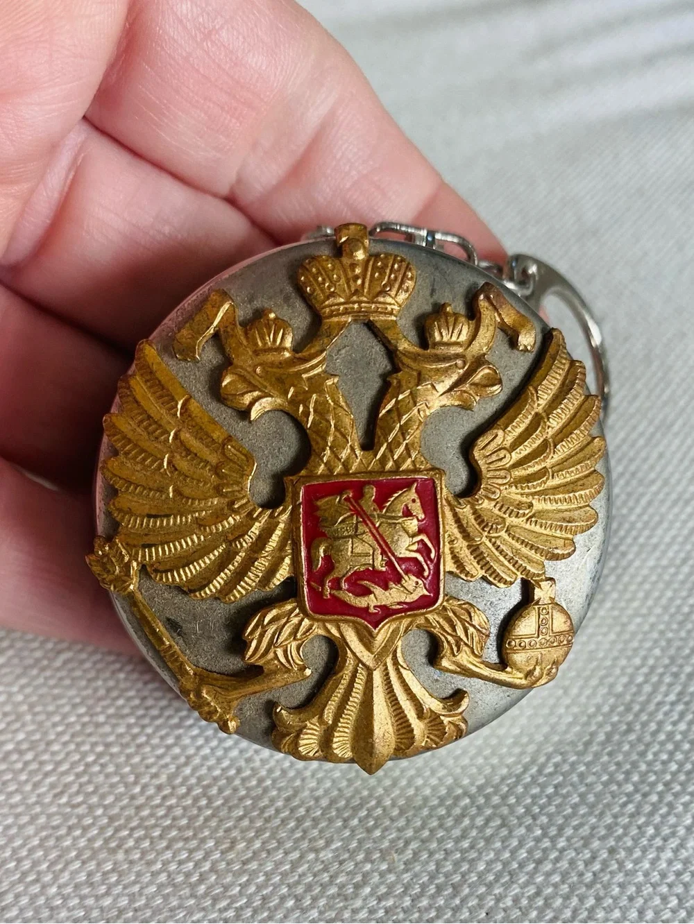 Russian Imperial Eagle Collapsible Pocket Shot Glass Keychain Stainless Steel